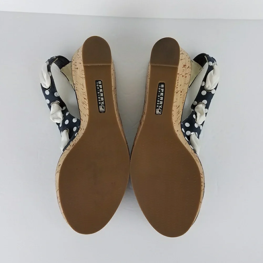 Sperry Top Sider Women Shoes Wedges Polka Dot 8.5